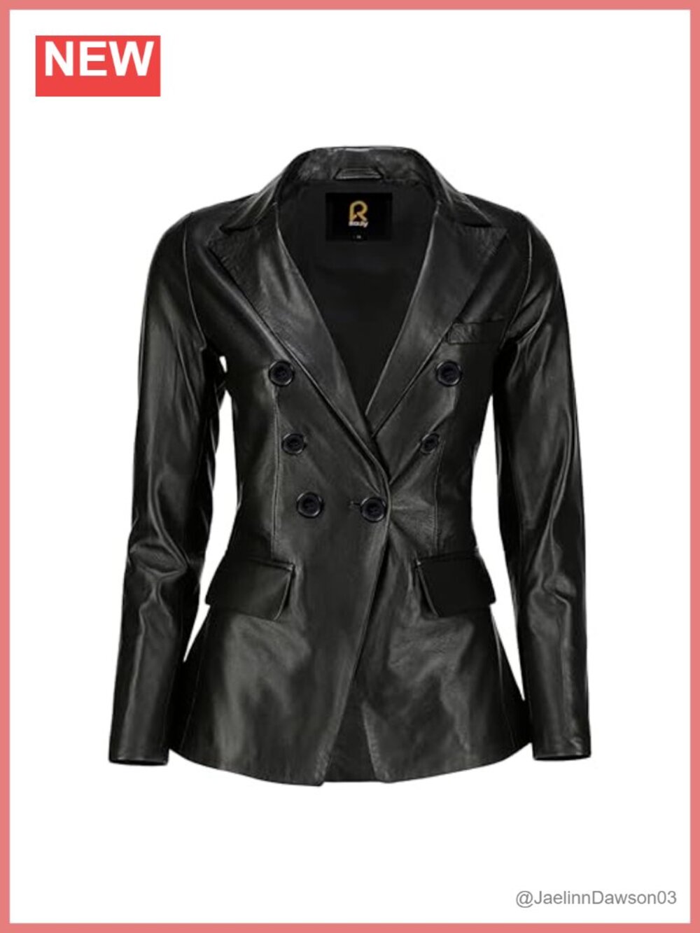 Genuine Leather Blazer Jacket for Women Double-Breasted Coat
